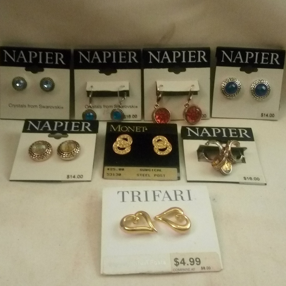 Napier Trifari Monet Vintage Earrings New Old Stock